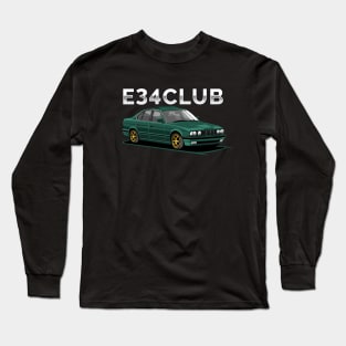 E34 CLUB - E34 Car Illustration Long Sleeve T-Shirt